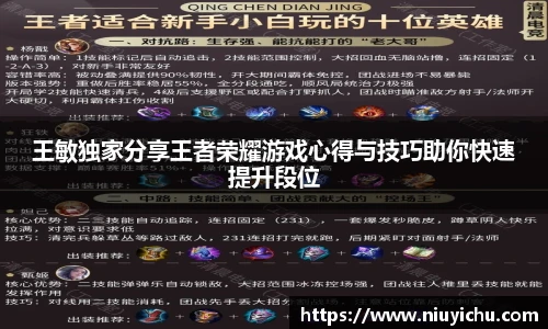 乐竟电竞王敏独家分享王者荣耀游戏心得与技巧助你快速提升段位
